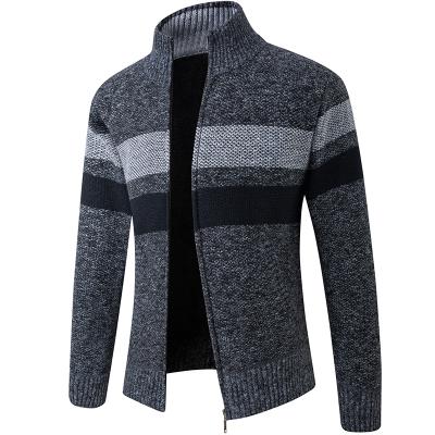 China Sweater men's sweaters warm autumn and winter plus thick sweater men's cardigan zipper velvet wool sweater casual knitted brand clothing for sale