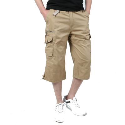 China Spandex/Cotton Long Length Cargo Shorts Bermudas Multi Waist Casual Elastic Male Military Style Cotton Summer Knee Pocket Warm Breeches for sale