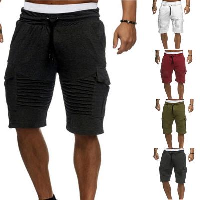 China Summer Athletic Panel Shorts Mens Sports Shorts Wear Adjustable Mid Waist Fitness Straight Pants With Pleat Decor Beach Jogging Shorts for sale