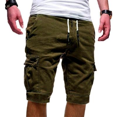 China 100% Cotton Mens Shorts Cargo Shorts Cool Summer Solid Multi Color Pockets Jogger Drawstring Shorts Loose Plus Size Male Short Pants for sale