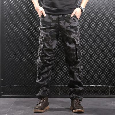 China Pleated Men's Camouflage Loose Cargo Pants Male Army Long Casual Pants Full Length Tactical Military Loose Straight Breeches Plus Size 44 for sale