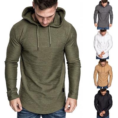 China 2022 New Men's Fashion Pullover Solid Color Casual Long-sleeved T-shirt With Hood Summer Casual Sports Long-sleeved T-shirt for sale