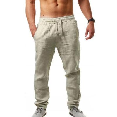 China Pleated Mens Cotton Canvas Pants Male Autumn New Breathable Solid Color Pants Canvas Fitness Streetwear S-3XL for sale