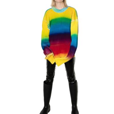 China 2021 rainbow women tops Anti-wrinkle ladies trui pullover Creative Damen pullover women's tops for sale