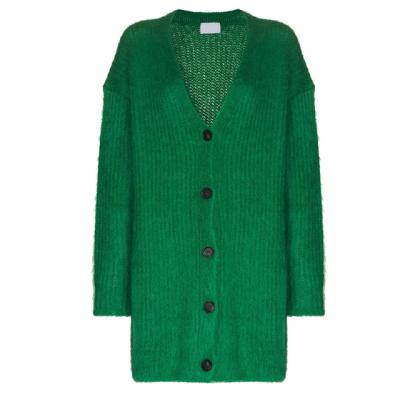 China Anti-wrinkle v-neck buttoned cardigan green mid class cardigan women for sale