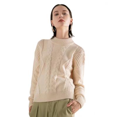 China High Quality Anti-wrinkle Turtle Neck Half Knitted Pullover Ladies Cashmere Sweater for sale