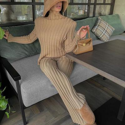 China Anti-wrinkle autumn designer sweater set custom cashmere drop turtle neck knit sweater women for sale