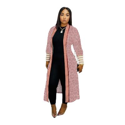 China Anti-Wrinkle Most Fashion Color Block Extra Long Women Open Front Oversized Knitted Sweater Pretty Looking Long Cardigan for sale