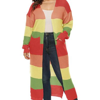 China Anti-Wrinkle Plus Size Women's Sweaters Striped Oversized Cardigan Sweaters Women Clothing for sale