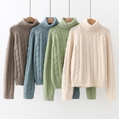 China 2021 New Arrival Anti-wrinkle Ladies Wool Cashmere Sweater Knitted Turtle Neck Sweater Pullovers Tops For Women for sale