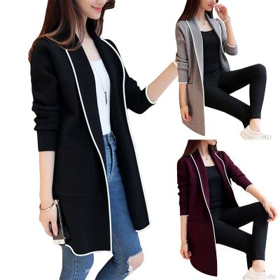 China new sale Anti-wrinkle warm cardigan women long mid style women long coat solid knitted for winter for sale