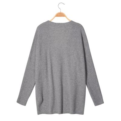 China QUICK DRY Women Sheath Long Knitted Soft Warm Loose Sweater Gray Plain Weave Pullover Sweater Sweater for sale