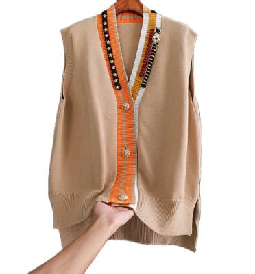 China Anti-wrinkle cotton cashmere v neck cable knit stylish cardigan vest for sale