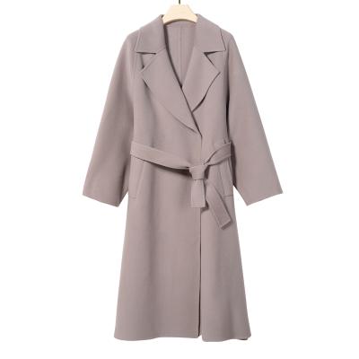 China High Quality Sustainable Solid Wool Cashmere Long Overcoat Woman Winter Coats for sale