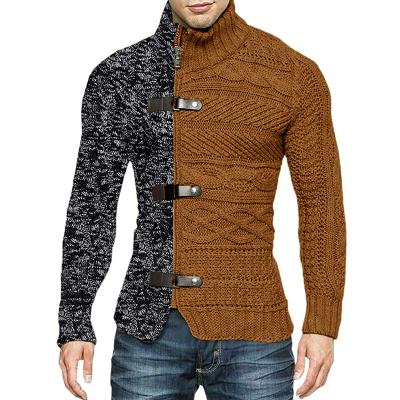 China Anti-Wrinkle New Hot Sale Wholesale Casual Fashion Customized Winter Thick Warm Knitted Turtle Neck Men's Long Sleeve Cardigan for sale