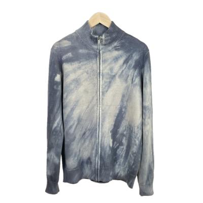 China New Fashion Anti-wrinkle Men Sweater Tie Dye Long Sleeve Zipper Closure Men Knitting Wool Sweater Cardigan for sale