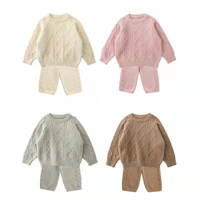 China CY anti-shrinkage BSCI certificated 2022 new boys and girls solid color children's suit autumn children's suit baby long-sleeved knitwear for sale