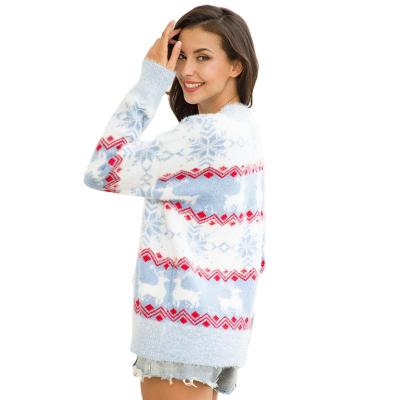 China 2021 New Design Anti-wrinkle Long Sleeve Thicken Resistance Cold Snowflake Fawn Christmas Jumper for sale