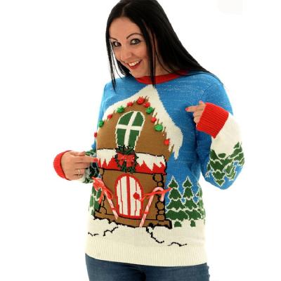 China Anti-wrinkle Dongguan OEM Unisex Adults Ugly Christmas Sweater Manufacturer With LED Lights FOB Refer for sale