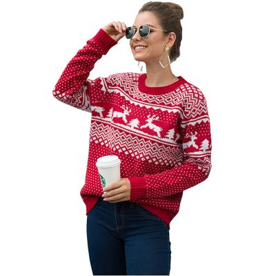 China 2020 New Design Anti-Wrinkle Women's Jacquard Deer Sweater Custom Ugly Christmas Sweater Sweater Ugly Christmas for sale