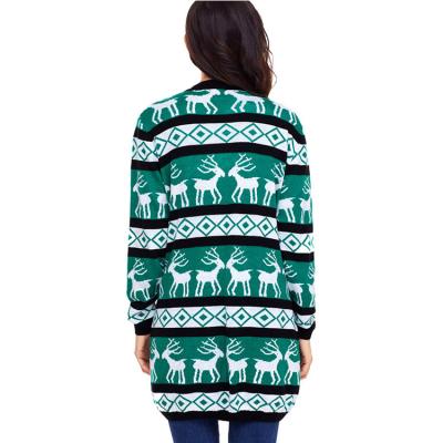 China 2021 Anti-Wrinkle Lady Custom Ugly Christmas Sweater Women's Christmas Long Cardigan Sweater for sale