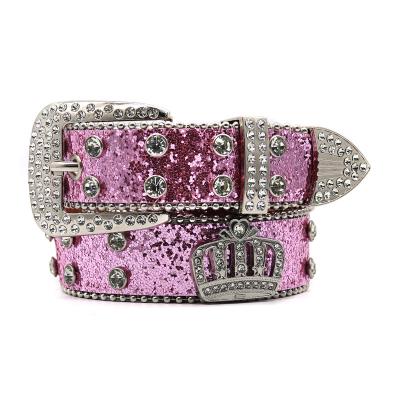 China Fashion.Casual Wide Belt New Fashion Women's Rhinestone Waistband Loose Belt Inlaid with Full Diamond Crown Accessories Punk Women's Dress Waistband for sale