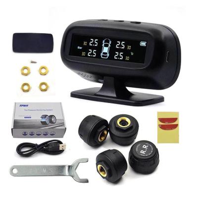 China Factory Direct Test Tire Pressure Car Tpms Tire Pressure Monitor System Solar Wireless Car Tire Pressure Detector Dashboard for sale