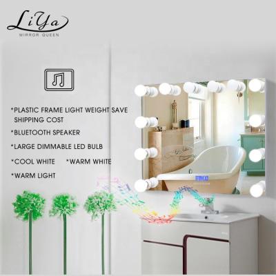 China Free sample2019 lit newest ABS plastic bluetooth speaker specific bathroom wall mounted mirror with 3 color temperature for sale