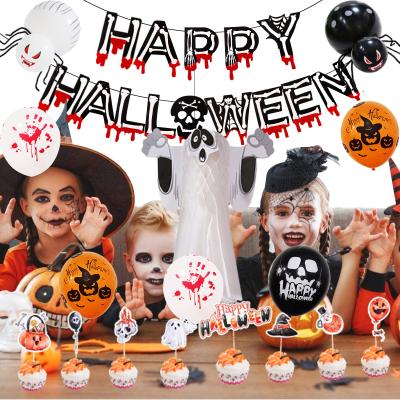 China Festival Decoration Selection Halloween Balloon Set Blood Banner Package Ghost Festival Party Props Halloween Paper Decorations for sale