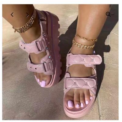 China CUSHIONING Leather Sandals De Brillo Teplek Korean Women Sandals Altas Plataforma High Quality Workmanship for sale