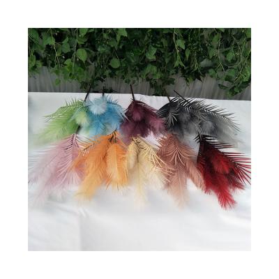 China Functional Iron Sheet Material Soft Glue Package Link Iron Leaves Reeds Glitter Feather Leaf Selection Decoration Artificial Feather for sale