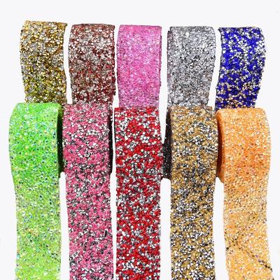 China Other Crystal Rhinestone Ribbon, Diamond Trimming Sparkling Bling Banding Sash Wrap for Wedding Cakes Birthday Opens Diy Decorations for sale