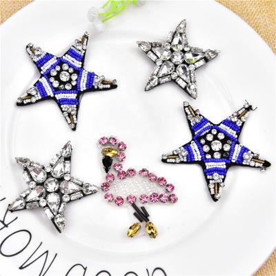 China Factory Wholesale Washable Fabric Stickers Diamond Beads Five-pointed Star Ostrich Shape Correction Shoes Flower Corsage Brooch Coat Decor for sale