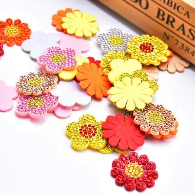 China Flatback Diy Rhinestone Fabric Stickers Shape Daisy Flower Patches Korean Colorful Crystal Glass Diamond Non-Woven Fabric Applique Decor for sale