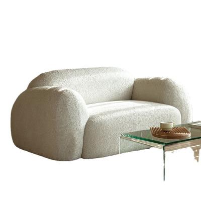 China New Design Nordic Living Room Furniture Apartment Small Reclining Simple White Lamb Fleece Fabric Leisure Sofa Set Recliner for sale