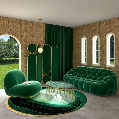 China Italian Creative Luxury Green Home Football Shape Furniture 3 Seater Design Style Hotel Leisure Sofa Reclining Color Matching Chair for sale