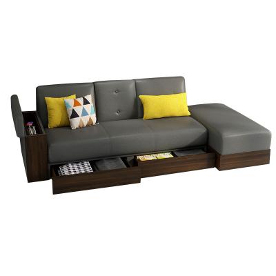 China Custom Modern Multifunctional Folding Soft Sofa Emulsion Space Saving Fabric Corner Sectional Sofa Bed With Storage for sale