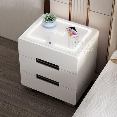 China (Others) 2021 Modern White Multifunctional USB Jack Adjustable Modern Style Bedroom Bedside Storage Cabinet Mini Jack Stand for sale