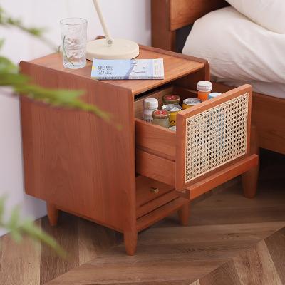 China Hot Sale North American Cherry Wood Modern Minimalist Environmentally Friendly Solid Wood Bedside Cabinet (Other) Adjustable for sale