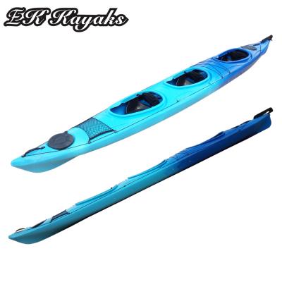 China Polyethylene---LLDPE Regular Triple Touring Kayak with 3 Pedal and Rudder for Ocean Rowing for sale