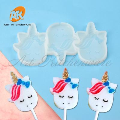 China Viable AK Unicorn Dinosaur Cows Epoxy Silicone Mold for Lollipop Resin Animal Molds for sale