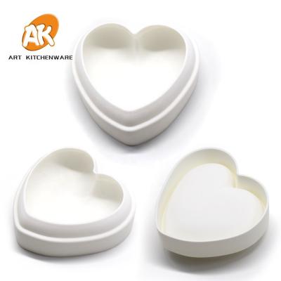 China Viable AK 3D Heart Silicone Molds Mirror Cake Decorating Molds For Bakery Baking Silicon Mousse Mold MC-11 for sale