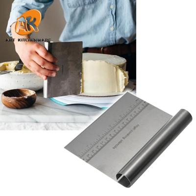 China Viable Wholesale AK Fondant Cake Decorating Tools Stainless Steel Scraper Dough Cutter With Gauge Logo For Free CS-15 for sale