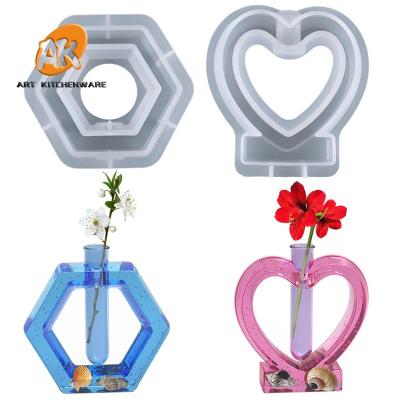 China AK Test Tube Vase Resin Silicone Mold DIY Handmade Creative Handmade Home Incubator Cement Epoxy Resin Molds With Test Tubes for sale