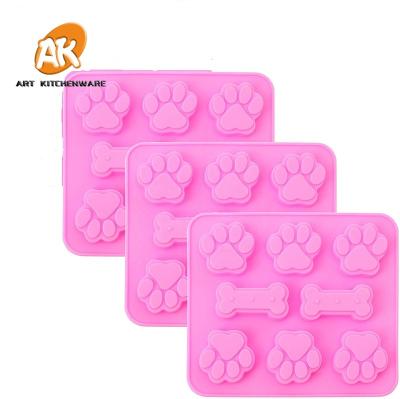 China Viable AK 6 Cavity Cute Cat's Claw Silicone Cake Chocolate Molds, Bone Silicone Mold for Soap Making Animal Cookies Mold for sale