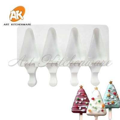 China Viable AK 4 Triangle Popsicle Molds Silicone Ice Cream Candy Molds Fondant Ice Decorating Insert Molds Baking Tools XG-37 for sale