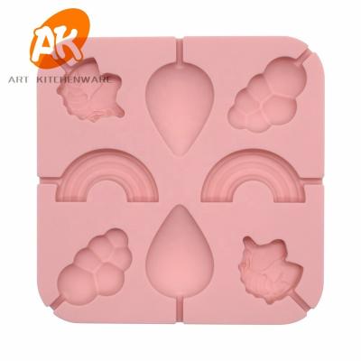 China AK Unicorn Duck Design Silicone Lollipop Non-Stick Viable Hard Candy Molds for Bakery for sale