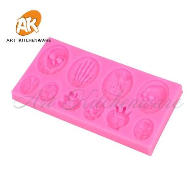 China Viable AK Halloween Silicone Mold Sugar Paste DIY Skeleton Fondant Cake Decorating Mold For Chocolate Cake Decorating for sale