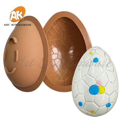 China Viable 6 Inch AK 3D Dinosaur Easter Egg Silicone 2pcs/set Mold For Chocolate Making DIY Bakery Cake Decorating Egg Chocolate Mold for sale