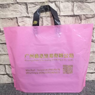 China Recyclable Wholesale Custom Plastic Bag Rose Handle And Custom Printed Logo Manufacturer Shopping Plastic Bags for sale